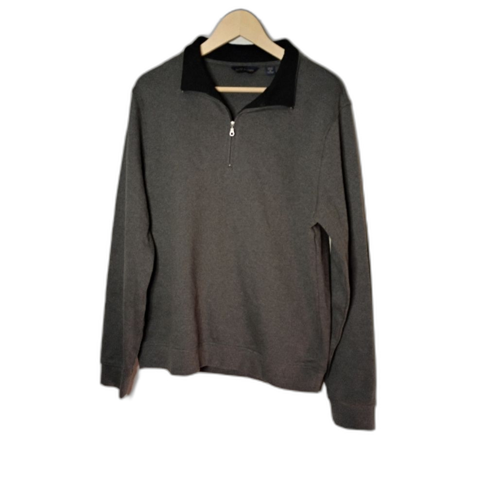 Scott Barber Pima Cotton Quarter Zip Pullover Gray Medium Excellent